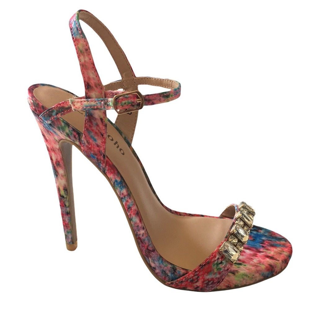 Zigi Soho Heels - Floral pastel design with rhinestones sz 7.5 Party ready!